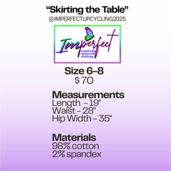 Upcycled denim skirt with purple appliques - Picture 2 of 2